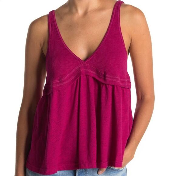 NWT Free People Zinia V-Neck Tank Top Pink - Picture 3 of 9